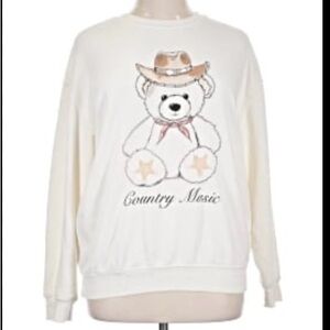 Zoe + Liv cowboy Bear Graphic beige sweatshirt size L new with tag